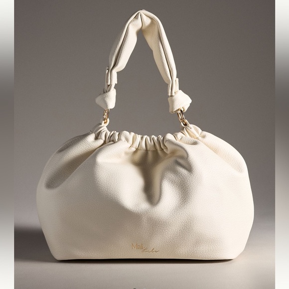 Anthropologie - Mali + Lili Nala Scrunched Faux Leather Bag Ivory Crossbody NWT - Picture 1 of 13